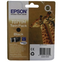 Epson T0711H High Yield Black Inkjet Cartridge Twin Pack. Suitable for Stylus D120, DX7400 - 9400F printers. OEM: C13T07114H10. (Giraffe) EP38482