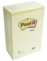 Post-it Yellow Ruled Large Format Notes 102x152mm Pack of 6 660