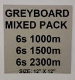 18 Mixed 12x12'' Greyboard Sheets: 6 Sheets each of 2300m, 1500m & 1000m
