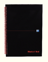Black n Red Wirebound Hardback Notebook A4 Feint Perforated B79019