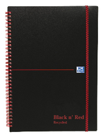 Black n Red Wirebound Elasticated Notebook A5 Polypropylene Feint Recycled Pk 5 846350963
