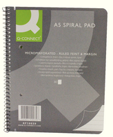 Q-Connect Spiral Pad Executive A5+ 80 Leaf Ruled Feint and Margin