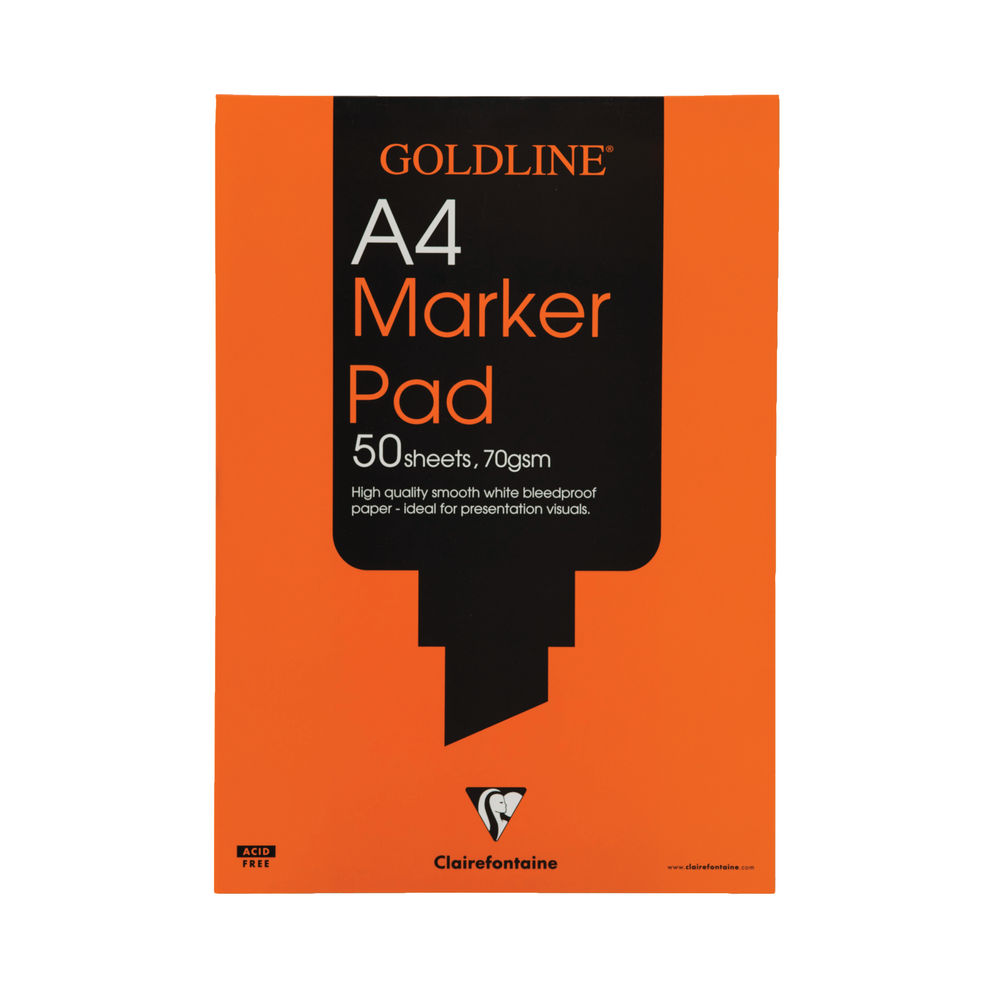 Clairefontaine Goldline A4 50 Sheet 70gsm Acid-Free Bleedproof Paper Marker Pad GPB1A4