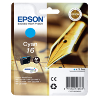Epson 16 T1622 Cyan Ink Cartridge (3.5ml) Non Tagged for Epson WorkForce WF-2010DW/WF-2510WF/WF-2520WF/WF-2530WF/WF-2540WF (Pen & Crossword) EP62240