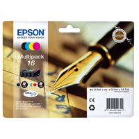 Epson 16  T1626 Multi Pack 4 Colour Cartridges (Black/Cyan/Magenta/Yellow) Non Tagged for Epson WorkForce WF-2010DW/WF-2510WF/WF-2520WF/WF-2530WF/WF-2540WF (Pen & Crossword) EP62640