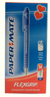 PaperMate Flexgrip Retractable Ball Point Pen Blue (Pk 12) S0190433