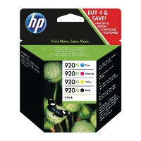 HP 920XL Combo Pack Ink Cartridges (Black/Cyan/Magenta/Yellow) (Yield Black: 1200 Pages/Yield Colour: 700 Pages) for OfficeJet Printers HPC2N92AE