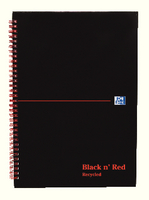 Black n Red Gloss Hardback Recycled Wirebound Notebook A5 Ruled A67026