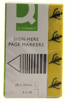 Q-Connect Sign Here Page Marker Yellow 20 x 50mm (4 Pads of 40) KF01979