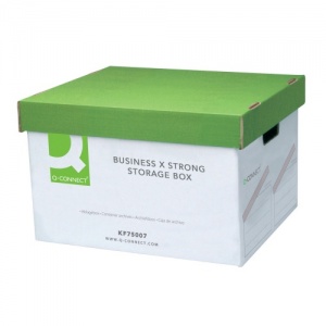 Q-Connect Extra Strong Business Storage Box W327xD387xH250mm Green and White KF75007