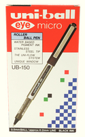 Uni-Ball Eye Micro Rollerball Pen 0.2mm Line Black UB150 9000500
