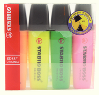 Stabilo Boss Highlighter Pen Wallet of 4 Yellow/Green/Orange/Pink 70/4
