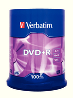 Verbatim DVD+R 16X Non-Printable Spindle Pk 100 43551