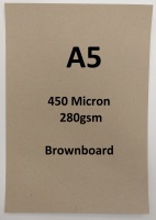 A5 450Micron Brownboard - Brown Kraft / Craft / Art Board - 280gsm (Priced Per Sheet, Buy More To Save)