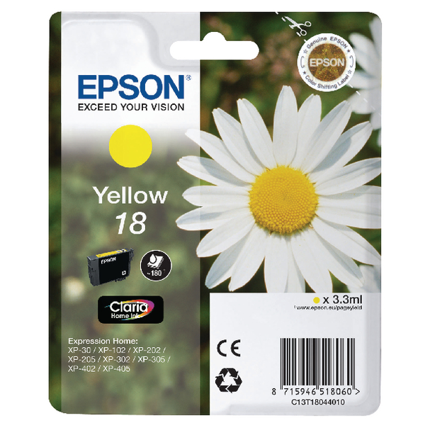 Epson Daisy 18 Series T1804 Yellow Ink Cartridge (Yield 180 Pages) RS