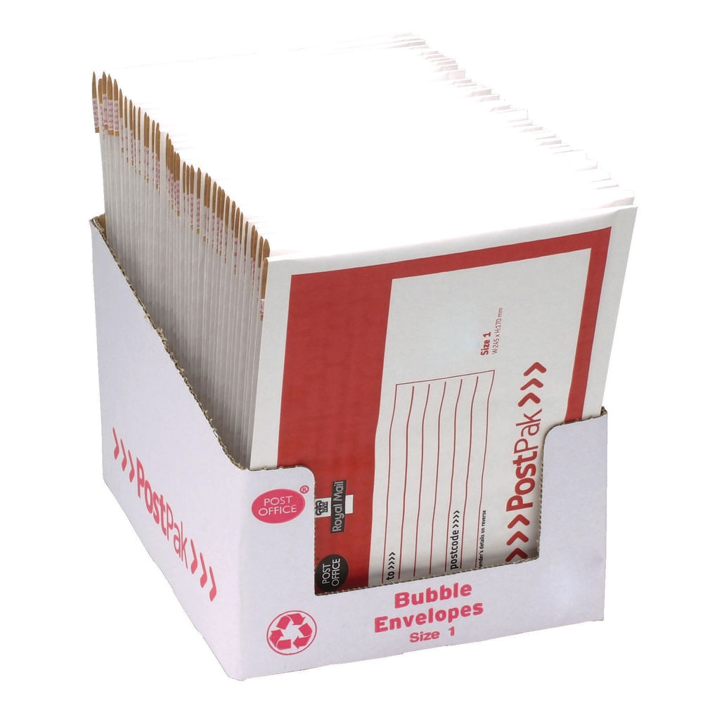 Post Office Postpak Size 1 Bubble Envelopes (Pack of 40) 41630