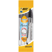 Bic Black Cristal Medium Ballpoint 4-Pen Pouch (Pack of 10) 8308591