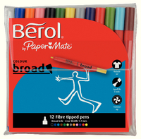 Berol Colourbroad Pen Assorted Water Based Ink Wallet of 12 CB12W12 S0375410