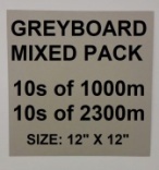 20 Mixed 12x12'' Greyboard Sheets: 10 x 2300m & 10 x 1000m