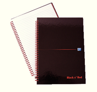 Black n Red Wirebound Hardback Notebook A4 Feint B67004