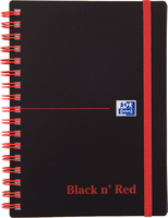 Black n Red Wirebound Elasticated Notebook A6 Polypropylene 140 Pages Feint 100080476
