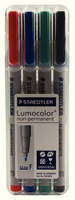 Staedtler Lumocolor Fine Tip Water Soluble Pen Wallet of 4 316-WP4