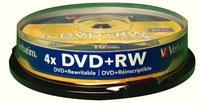 Verbatim DVD+RW Silver Non-Printable Spindle Pk 10 43488