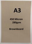 A3 450Micron Brownboard - Brown Kraft / Craft / Art Board 280gsm (Priced Per Sheet, Buy More To Save)