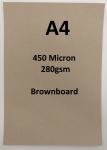 A4 450Micron Brownboard - Brown Kraft / Craft / Art Board 280gsm (Priced Per Sheet, Buy More To Save)